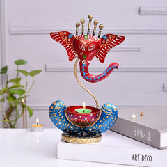 Black Orange Ganesh Statue T Light Holder (1, Black)