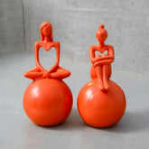Abstract Couple Resin Showpiece Set (Black & White) | Modern Romantic Love Figurines on Sphere Base | Luxury Home Decor Statue for Living Room, Bedroom, Office Table | Anniversary & Wedding Gift