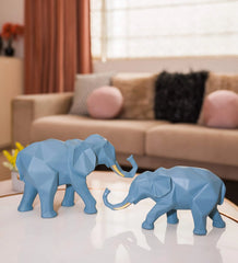 Elephant Figurine Set of 3 for Home Decor | Lucky Elephant Statue Showpiece | Polyresin Decorative Sculptures for Living Room, Office Desk & Entrance | Elegant Gift for Housewarming, Wedding & Festivals