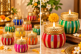 Royal Rangoli Designer Diya Candle Holder – Handcrafted Festive Home Decor