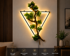 Modern LED Bonsai Tree Wall Light | Artistic Triangle Wall Decor | Warm White Ambient Lamp