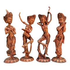 Set of 4 Tribal Musician & Dancer Resin Figurines | Ethnic Home Decor Showpieces | Handcrafted Decorative Statues for Living Room, Office & Shelf | Artistic Gift Item