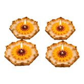 Sunflower Wax Tealight Candle Holder – Set of 4 | Golden Decorative Diya for Home Decor & Gifting