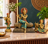 Premium Krishna Idol Set of 3 | Resin Decorative Krishna Statues | Home Temple & Living Room Décor