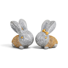Elegant Grey & Gold Rabbit Showpiece Set | 7-Inch Premium Home Décor Figurines
