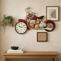 House Analog Handicraft Iron Speed Bike Wall Clock – 27 Inch Multicolour Metal Wall Décor for Home & Office