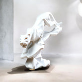 Modern Geometric White Panther Sculpture | Abstract Polyresin Panther Statue | Luxury Home & Office DΓ©cor Showpiece