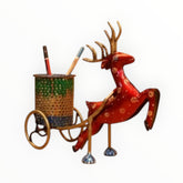 Handcrafted Iron Reindeer Pen Holder Showpiece with Elegant Deer Design – Metal Desk Organizer for Home & Office Décor, Multicolor, 9.5 Inch | Decorative Stationery Holder & Unique Gift Item