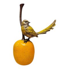 Bird Sitting on Apple Resin Showpiece | Handcrafted Antique Finish Decorative Tabletop Sculpture | Elegant Home & Office Decor | 10 Inch