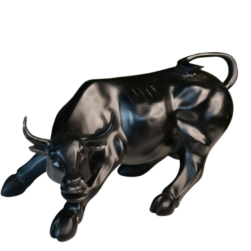 Black Bull Statue 26cm – Sensex Stock Market Decor Figurine for Traders & Investors | Financial Market Sculpture for Office Desk, Bullish Trading Symbol, Wealth & Prosperity Gift