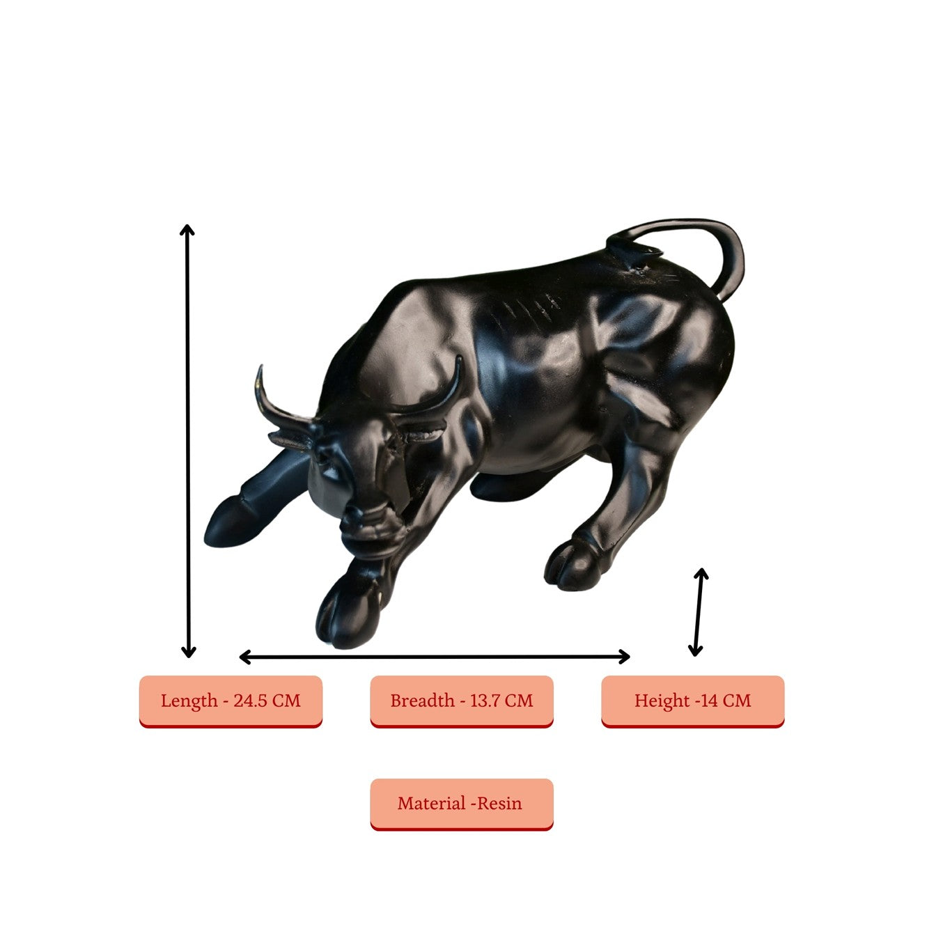 Black Bull Statue 26cm – Sensex Stock Market Decor Figurine for Traders & Investors | Financial Market Sculpture for Office Desk, Bullish Trading Symbol, Wealth & Prosperity Gift