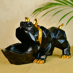 Bulldog Storage Key Bowl | Resin Geometric Dog Figurine | Jewelry, Keys & Candy Holder | Home & Office Decor