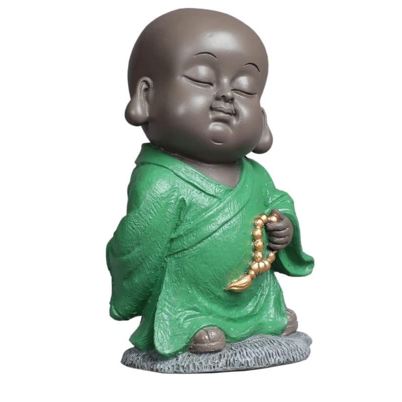Meditating Monk Statue Showpiece with Prayer Beads – Peaceful Buddha-Inspired Resin Figurine for Home, Living Room, Office & Meditation Decor