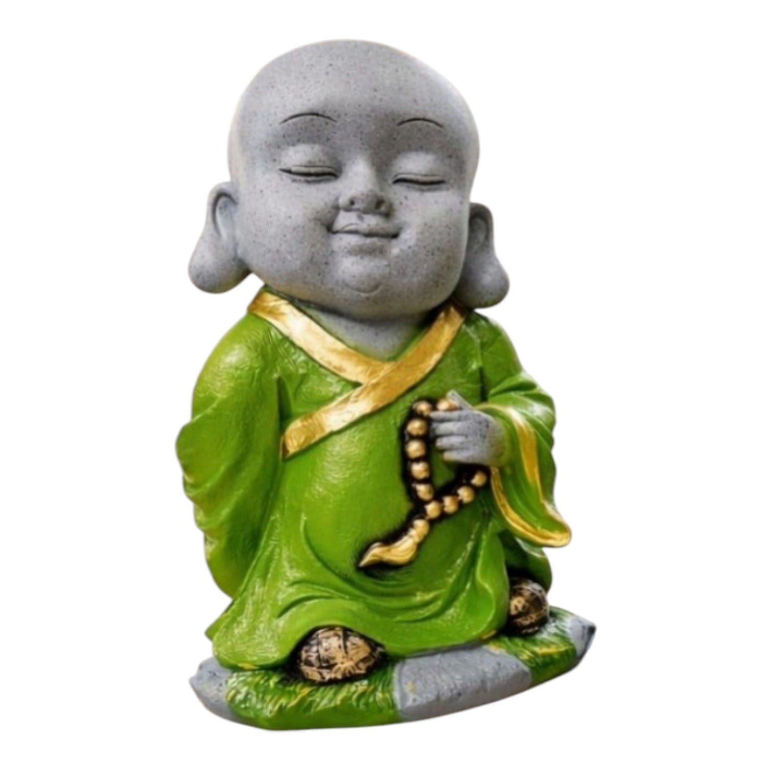 Meditating Monk Statue Showpiece with Prayer Beads – Peaceful Buddha-Inspired Resin Figurine for Home, Living Room, Office & Meditation Decor