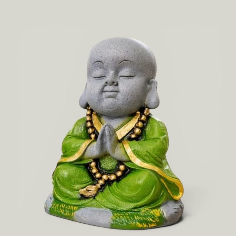 Little Monk Praying Statue Showpiece – Resin Meditation Monk Figurine for Home Decor, Living Room, Office Desk & Spiritual Decoration