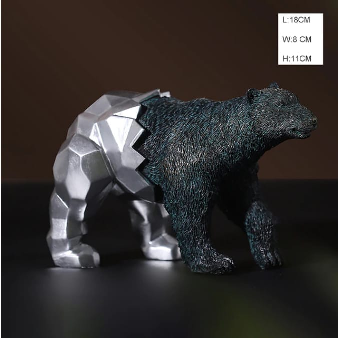 Golden Bear Showpiece 6 x 4 Inch | Decorative Animal Figurine | Modern Home Decor for Living Room Office Table (Black)