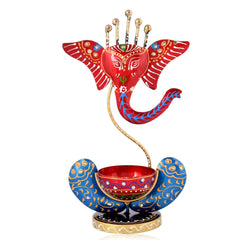 Black Orange Ganesh Statue T Light Holder (1, Black)