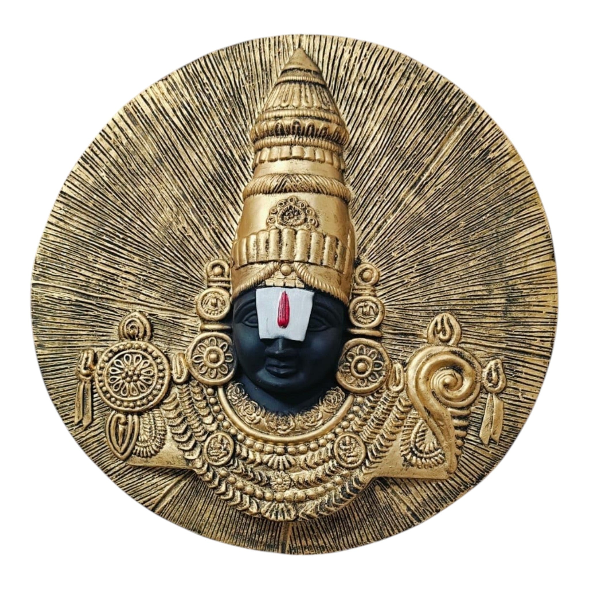 Tirupati Balaji Wall Hanging Resin Showpiece (17.5 Inch, Golden) | Lord Venkateswara Temple Wall Decor | Religious Home & Office Decoration | Vastu Spiritual Wall Art | Premium Resin Hanging Panel | Housewarming & Festival Gift