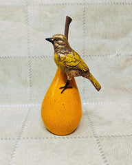Bird Sitting on Apple Resin Showpiece | Handcrafted Antique Finish Decorative Tabletop Sculpture | Elegant Home & Office Decor | 10 Inch