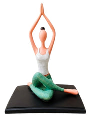 Meditating Yoga Lady Statue – Green & White Yoga Figurine for Home, Office & Wellness Décor