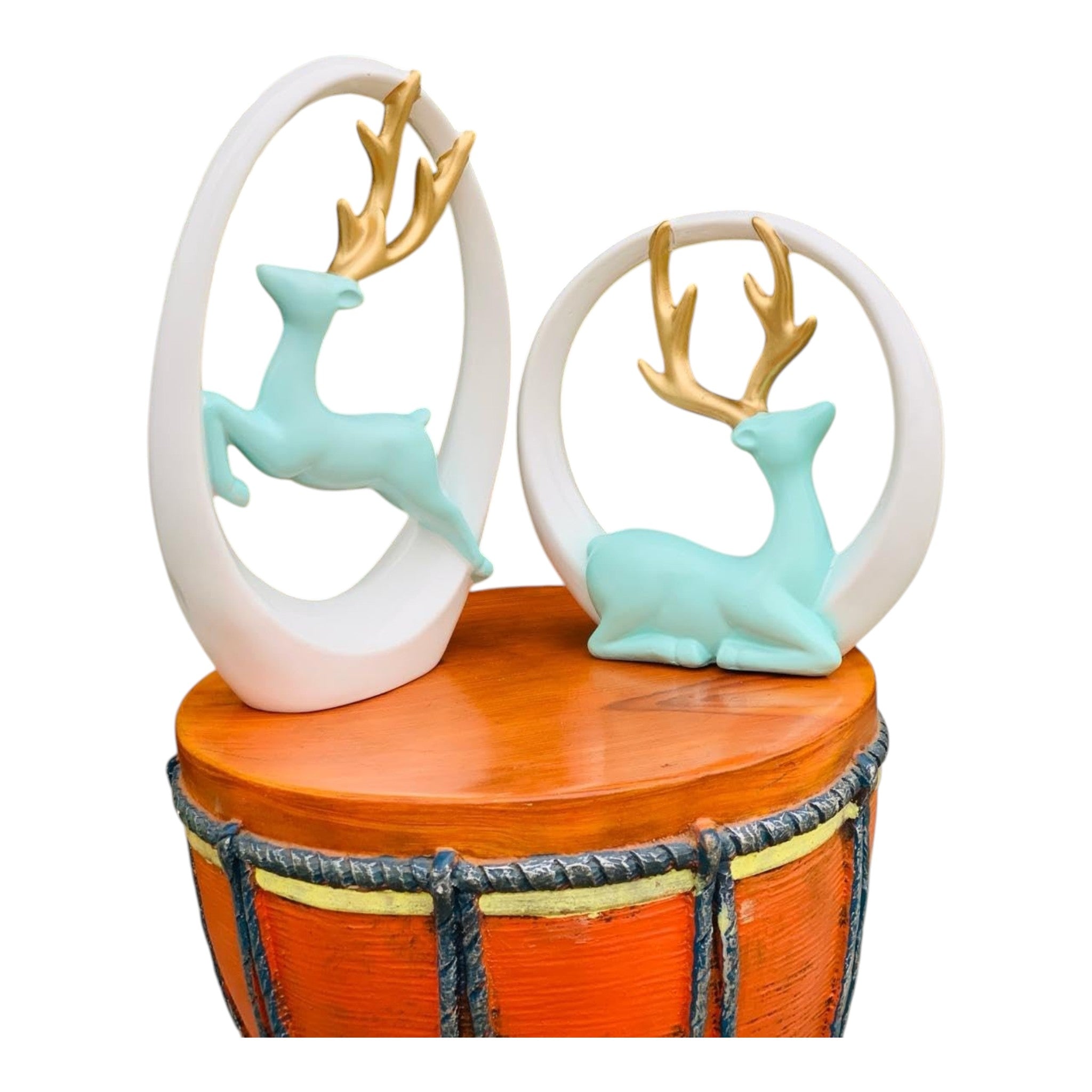 Set of 2 Modern Deer Resin Showpieces | Nordic Deer Figurines for Home Decor | Elegant Reindeer Statue for Living Room, Office, Bedroom & Tabletop Decoration | Luxury Decorative Gift