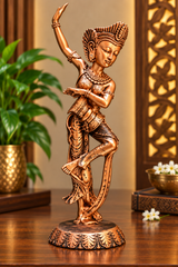 Decorative Traditional Indian Dancer Figurine Statue | Elegant Copper Finish Showpiece for Living Room, Bedroom & Office Décor set of 2