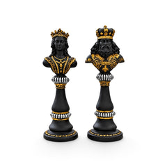 Royal King & Queen Bust Statue Set – Black & Gold Luxury Decorative Showpiece for Home & Office
