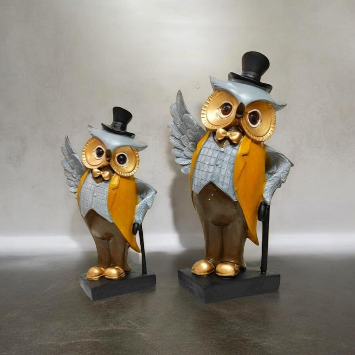 Royal Gentleman Owl Showpiece – Premium Polyresin Decorative Figurine for Home, Office Desk, Living Room & Tabletop Décor (8.5 Inch)