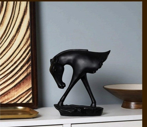 Half Horse Showpieces – Elegant Black & White Decorative Horse Figurines for Home Decor | Modern Tabletop Accent for Living Room, Office & Shelves