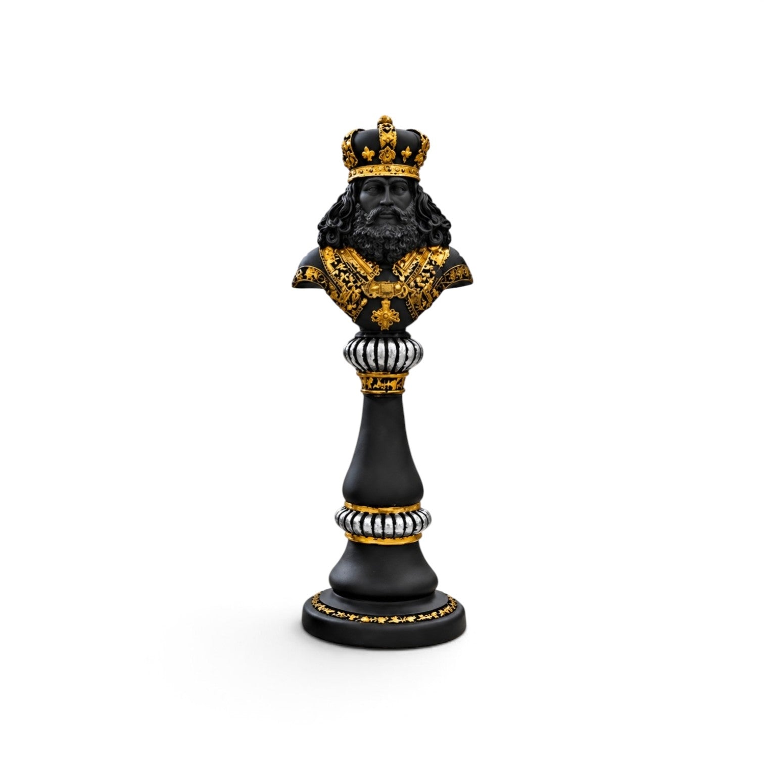 Royal King & Queen Bust Statue Set – Black & Gold Luxury Decorative Showpiece for Home & Office