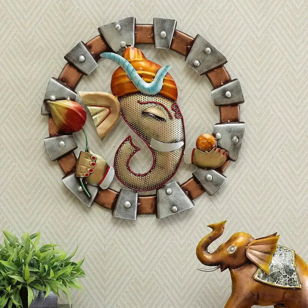 Premium Metal Ganesha Wall Hanging | Decorative Ganpati Wall Art for Living Room & Entrance
