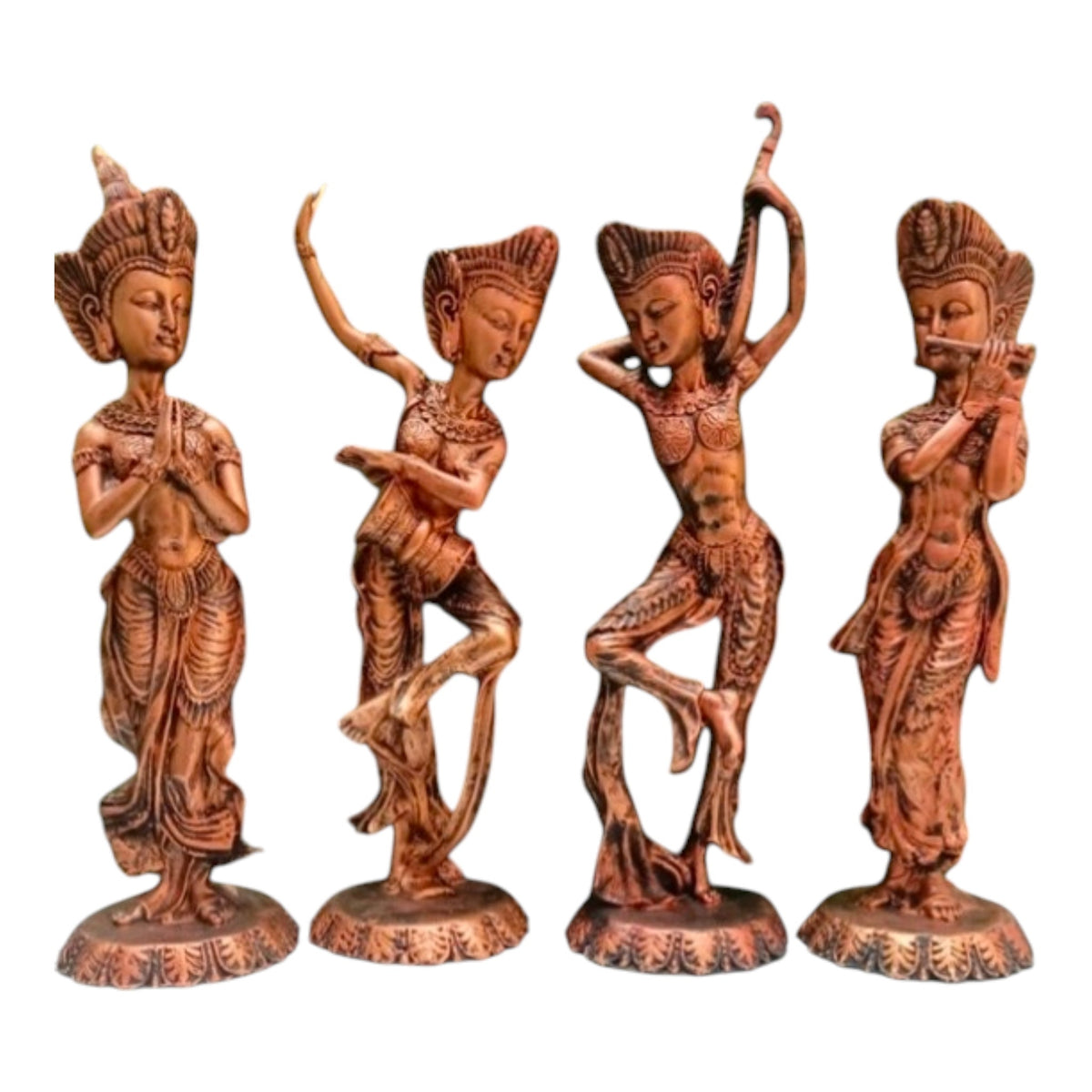Set of 4 Tribal Musician & Dancer Resin Figurines | Ethnic Home Decor Showpieces | Handcrafted Decorative Statues for Living Room, Office & Shelf | Artistic Gift Item