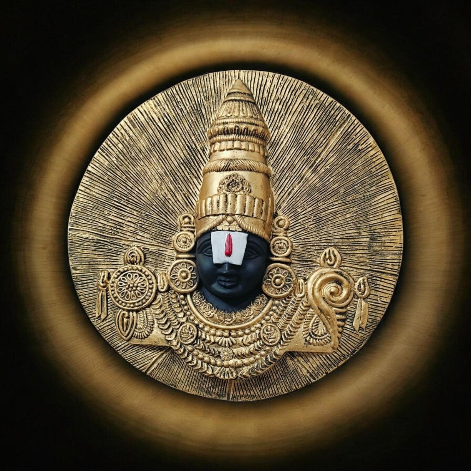 Tirupati Balaji Wall Hanging Resin Showpiece (17.5 Inch, Golden) | Lord Venkateswara Temple Wall Decor | Religious Home & Office Decoration | Vastu Spiritual Wall Art | Premium Resin Hanging Panel | Housewarming & Festival Gift