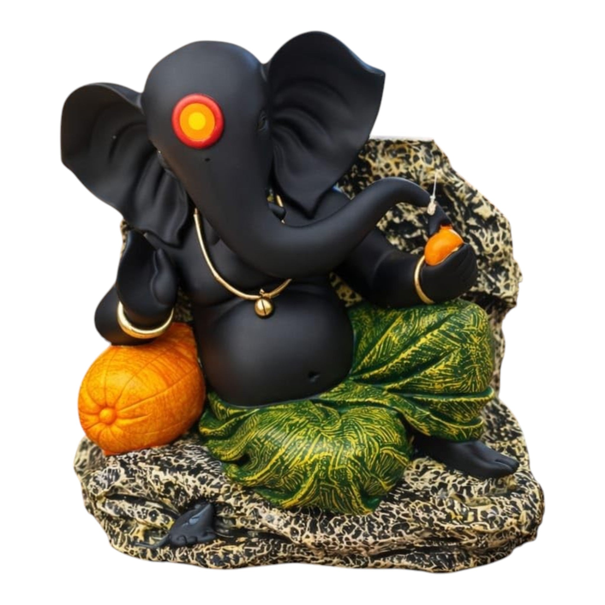 Black Modern Lord Ganesha Idol with  Tilak – Premium Polyresin Ganesh Statue for Home, Office & Gift | Decorative Showpiece