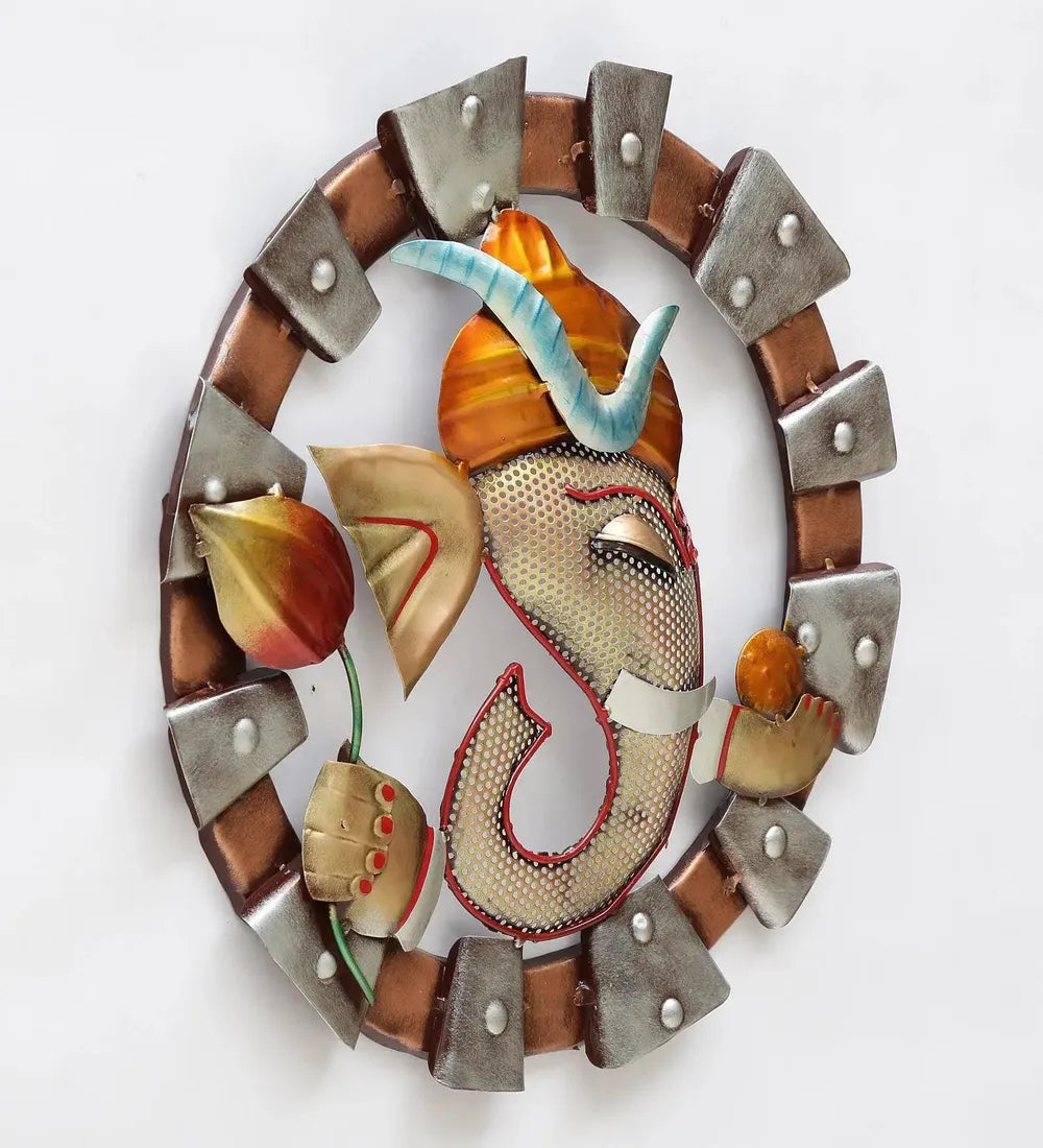 Premium Metal Ganesha Wall Hanging | Decorative Ganpati Wall Art for Living Room & Entrance
