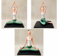 Meditating Yoga Lady Statue – Green & White Yoga Figurine for Home, Office & Wellness Décor