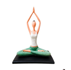 Meditating Yoga Lady Statue – Green & White Yoga Figurine for Home, Office & Wellness Décor