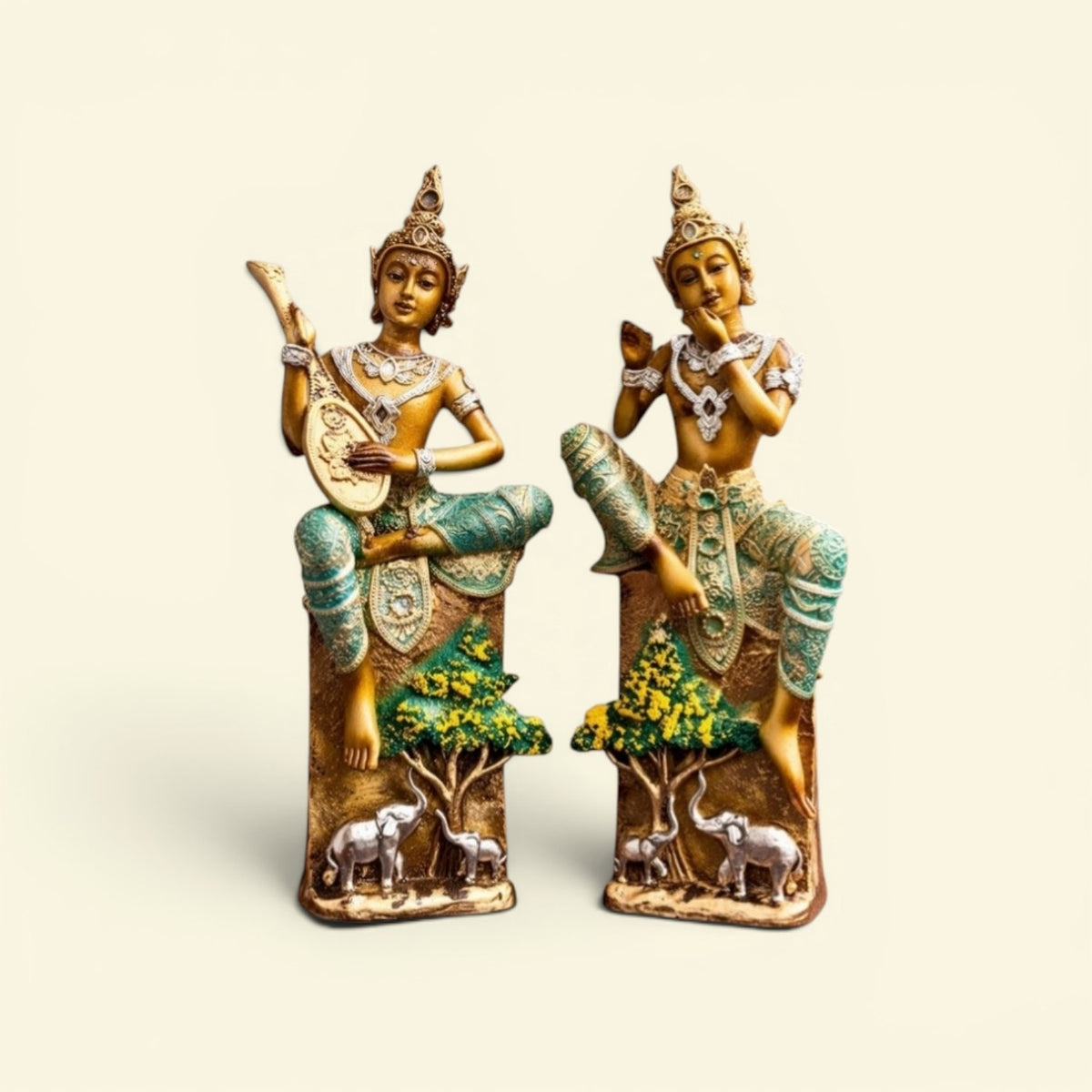 Harmony Grove Buddha – Musical Buddha with Elephant & Sacred Tree Showpiece