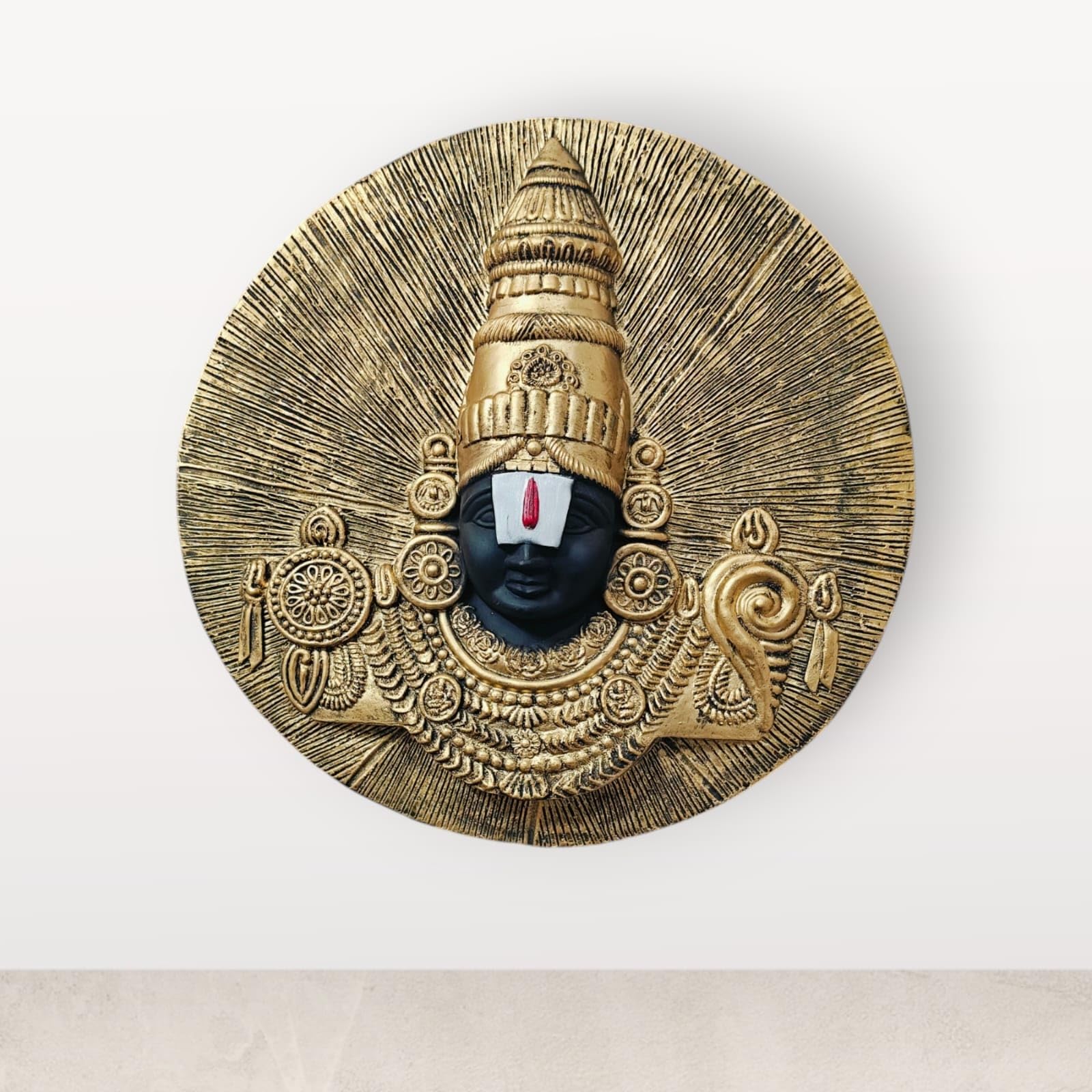 Tirupati Balaji Wall Hanging Resin Showpiece (17.5 Inch, Golden) | Lord Venkateswara Temple Wall Decor | Religious Home & Office Decoration | Vastu Spiritual Wall Art | Premium Resin Hanging Panel | Housewarming & Festival Gift