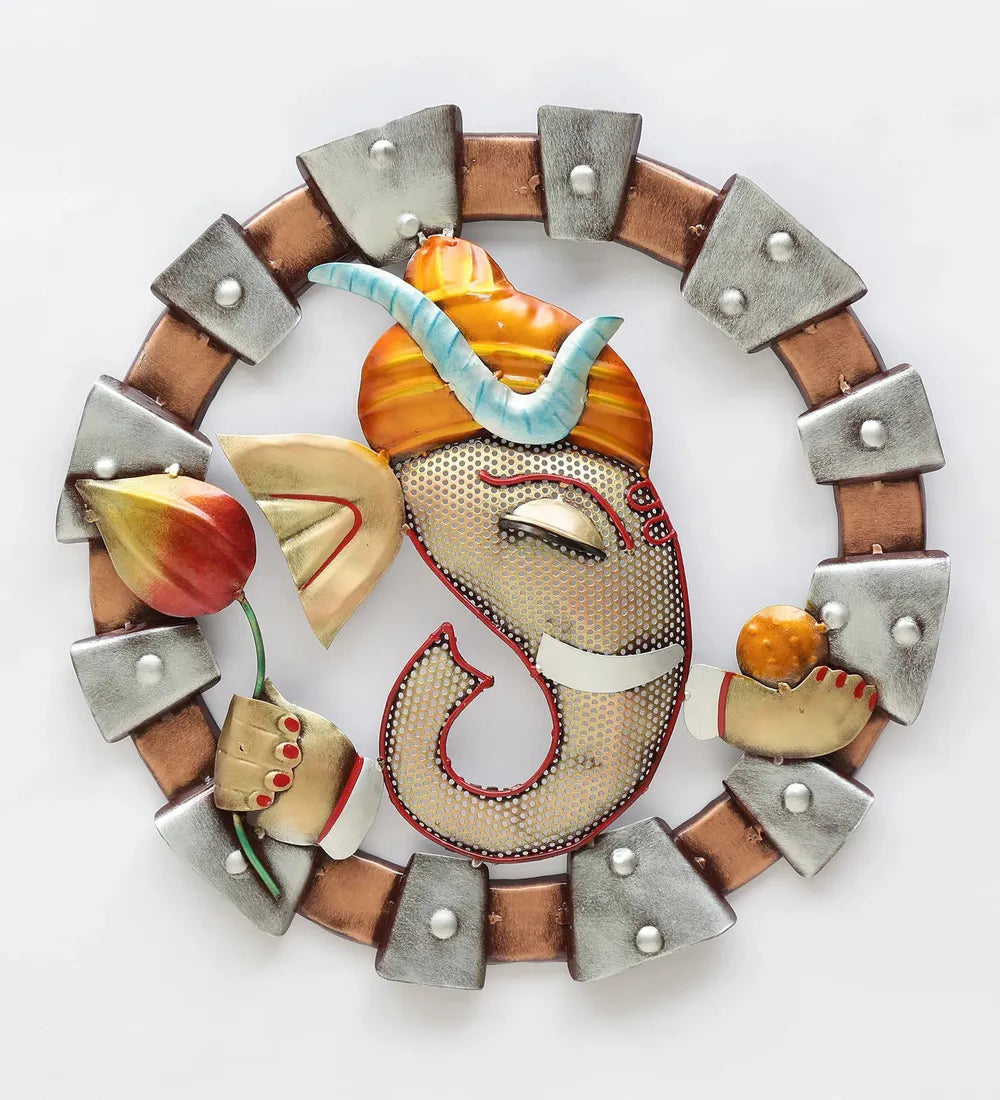 Premium Metal Ganesha Wall Hanging | Decorative Ganpati Wall Art for Living Room & Entrance