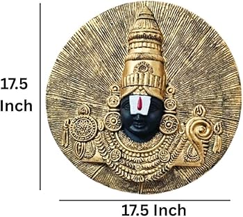 Tirupati Balaji Wall Hanging Resin Showpiece (17.5 Inch, Golden) | Lord Venkateswara Temple Wall Decor | Religious Home & Office Decoration | Vastu Spiritual Wall Art | Premium Resin Hanging Panel | Housewarming & Festival Gift