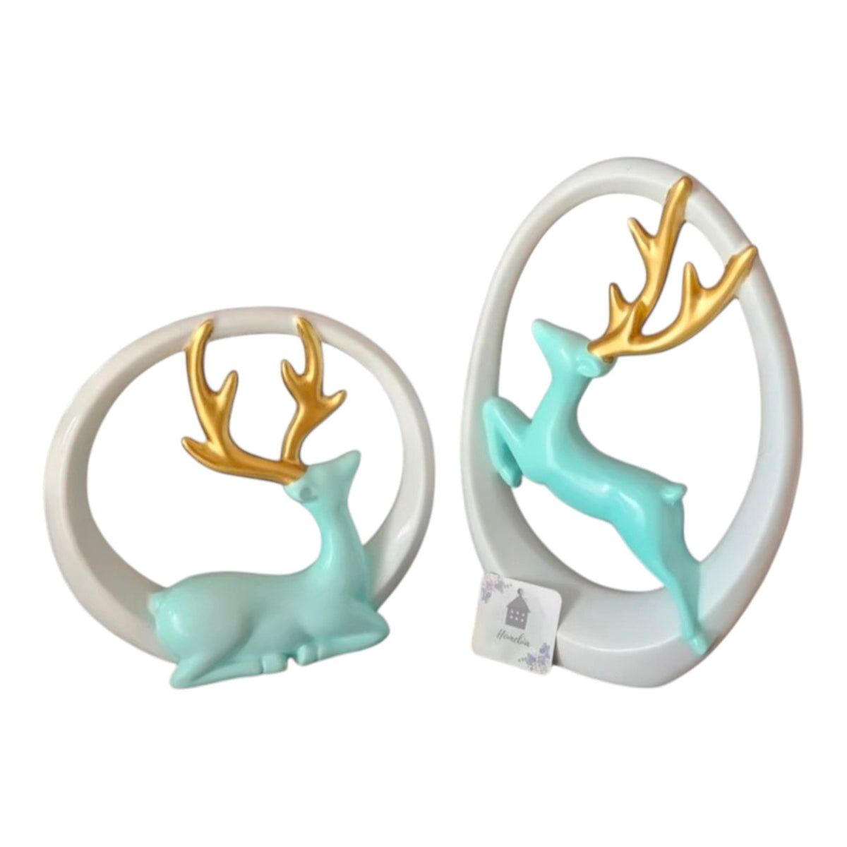 Set of 2 Modern Deer Resin Showpieces | Nordic Deer Figurines for Home Decor | Elegant Reindeer Statue for Living Room, Office, Bedroom & Tabletop Decoration | Luxury Decorative Gift