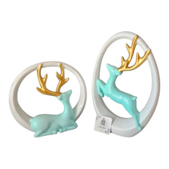 Set of 2 Modern Deer Resin Showpieces | Nordic Deer Figurines for Home Decor | Elegant Reindeer Statue for Living Room, Office, Bedroom & Tabletop Decoration | Luxury Decorative Gift