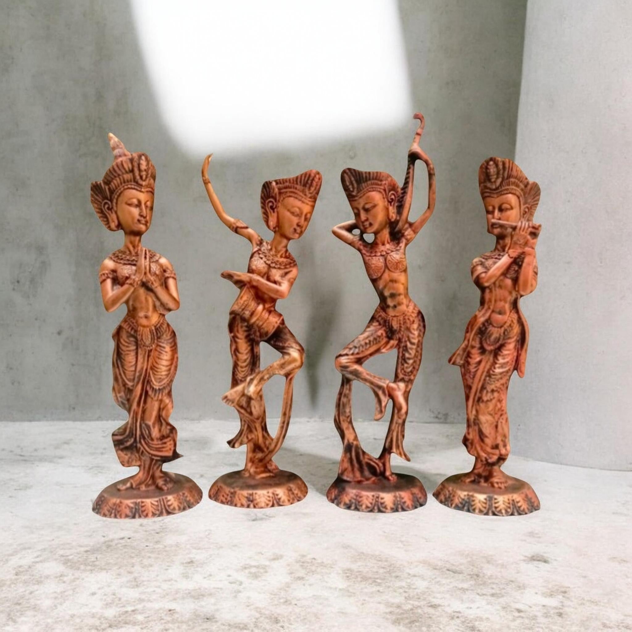 Set of 4 Tribal Musician & Dancer Resin Figurines | Ethnic Home Decor Showpieces | Handcrafted Decorative Statues for Living Room, Office & Shelf | Artistic Gift Item