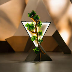 Modern LED Bonsai Tree Wall Light | Artistic Triangle Wall Decor | Warm White Ambient Lamp
