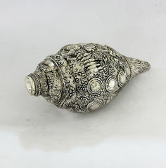 Silver Plated Vishnu Shankh for Pooja & Home Decor | Spiritual Decorative Conch Shell for Temple, Mandir & Vastu