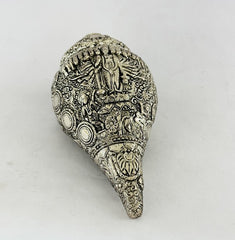 Silver Plated Vishnu Shankh for Pooja & Home Decor | Spiritual Decorative Conch Shell for Temple, Mandir & Vastu
