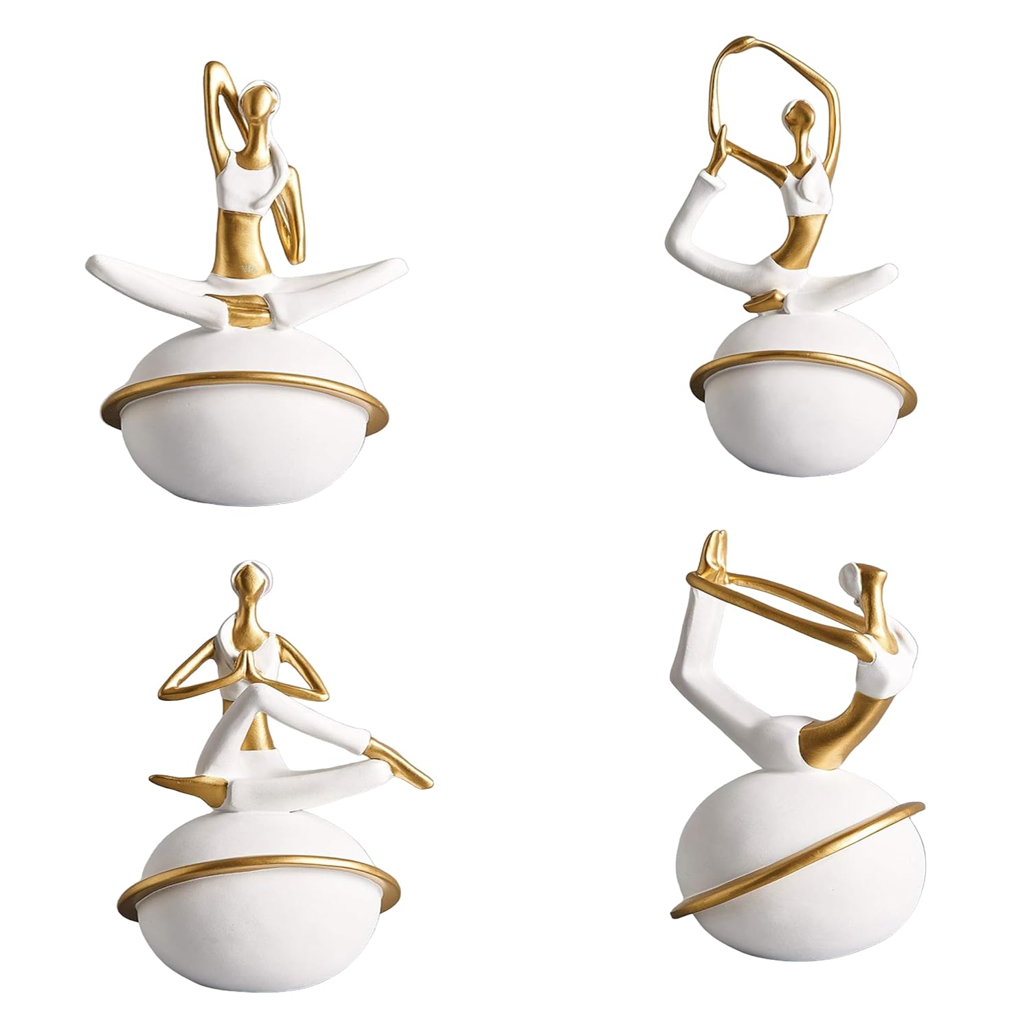 Set of 4 Yoga Girl Statue Sculptures for Home Decor | Figurine Ornaments | Handcrafted Showpieces | 4 Different Yoga Poses | Ideal Gift | 9.5 Inch
